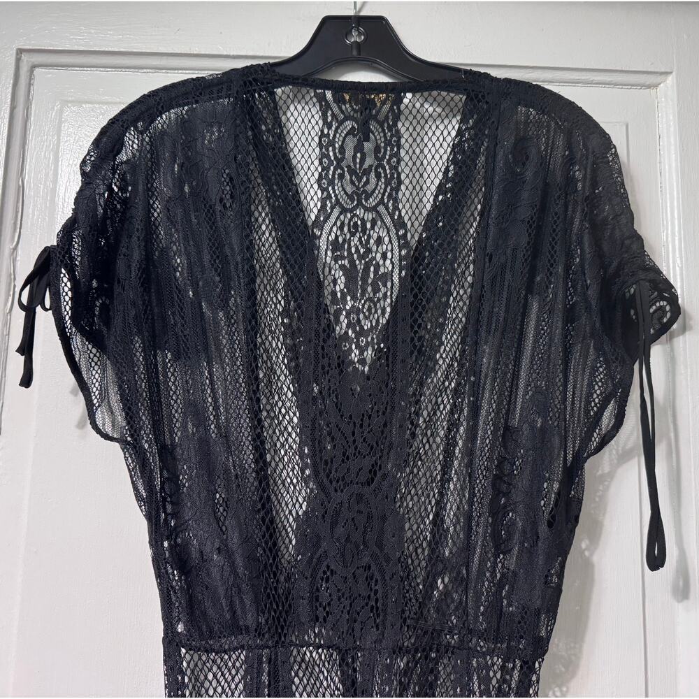 Maje Black Lace Sheer Cover Up Maxi Dress Size 1 - Picture 13 of 15